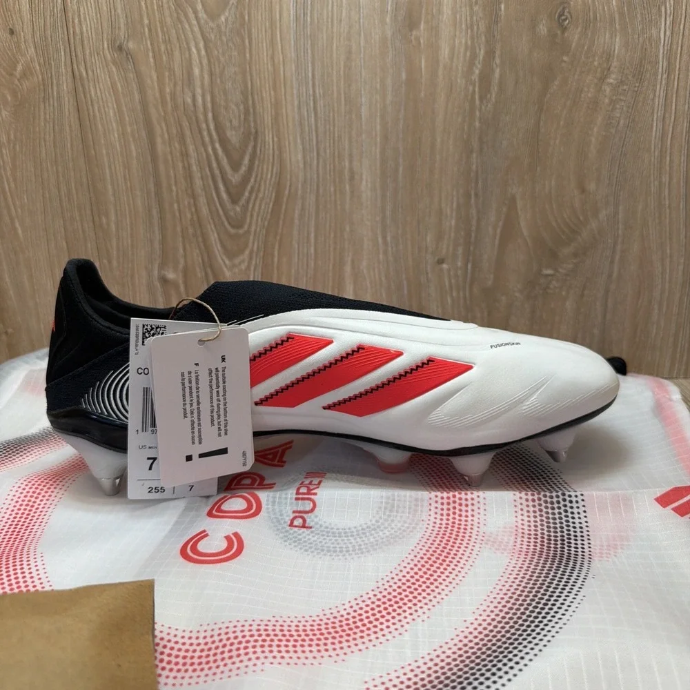 Adidas Copa Pure 3 Laceless Elite SG Soccer Cleats IH0858 White Red Men's 7.5